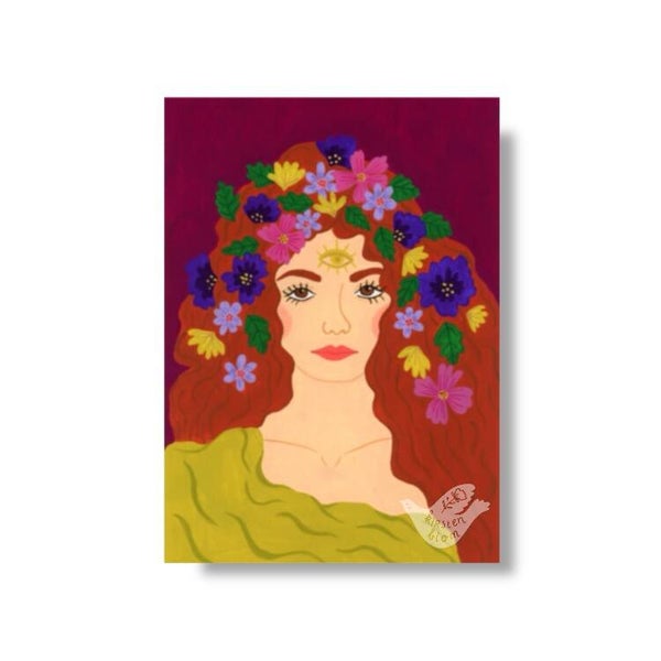 Ansichtkaart Flower hair A6
