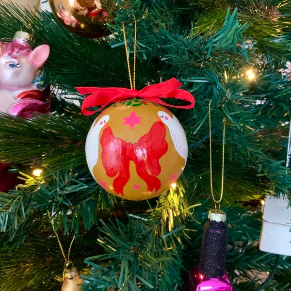 Handbeschilderde kerstbal Peace