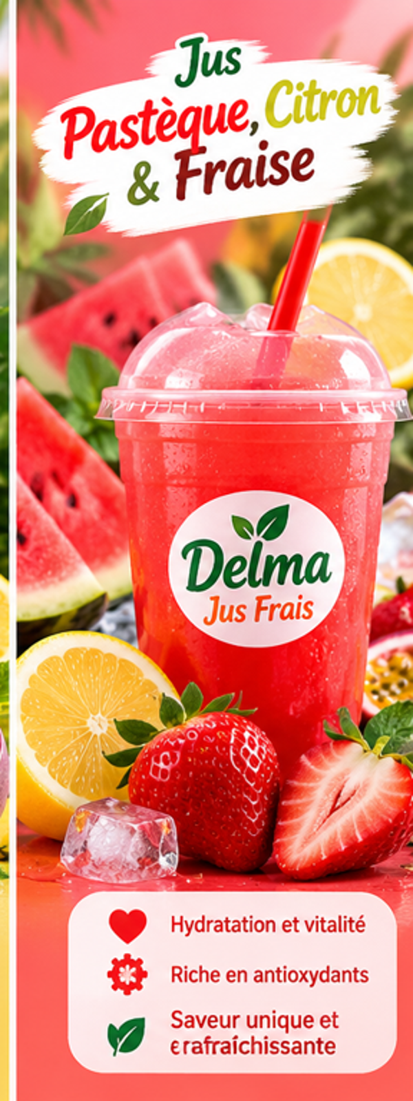 Jus fraise, citron et pasteque