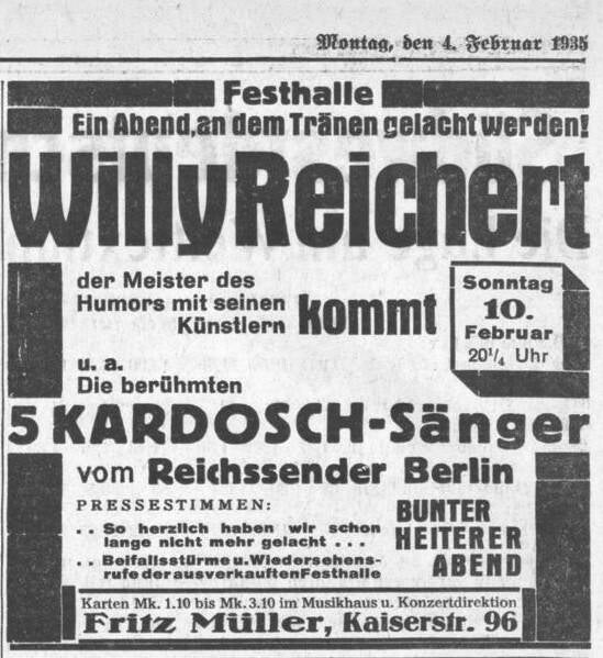Werbeanzeige Willy Reichert
