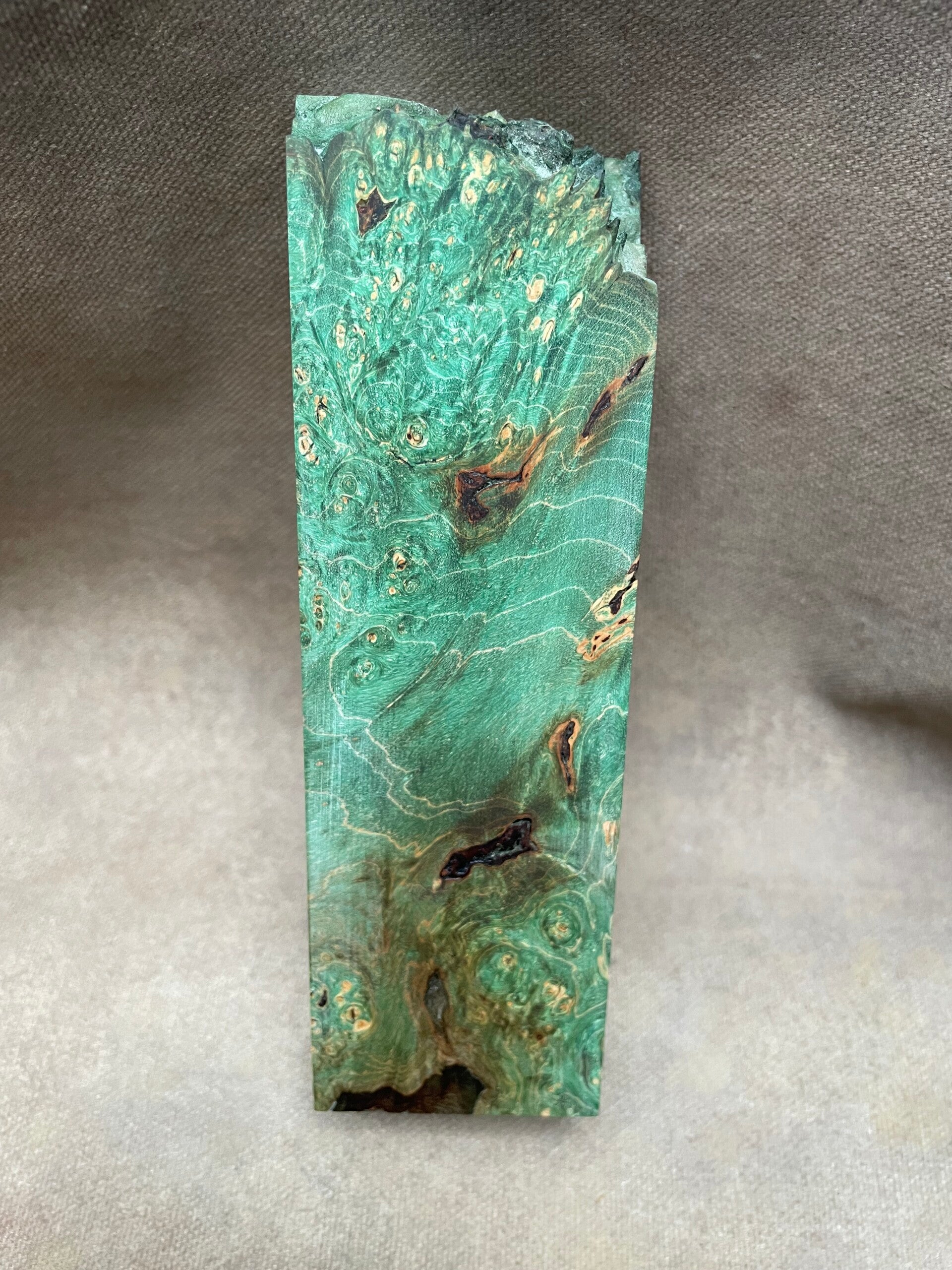 Stabilised Wood Maple Burr/Burl Spalted Blank Green Dyed