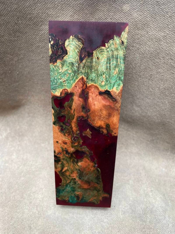 Stabilised Wood Maple Burr/Burl Spalted Hybrid Blank with Red Dye Epoxy Resin