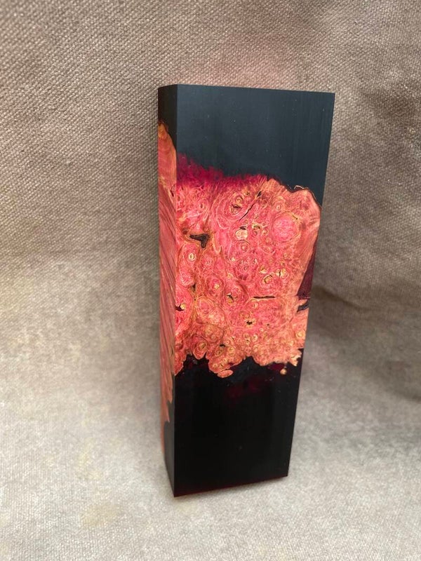 Stabilised Wood Maple Burr/Burl Spalted Hybrid Blanks With Black Epoxy Resin