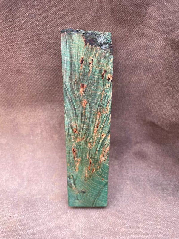 Stabilised Wood Maple Burr/Burl Spalted Blank Green Dyed