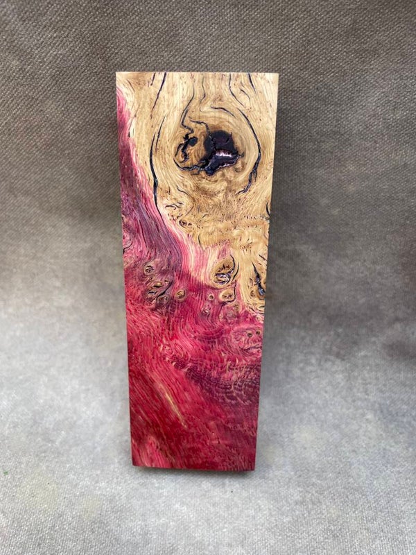 Stabilised Wood Oak Burr/Burl Spalted Blank Red Dyed