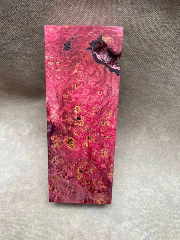 Stabilised Wood Maple Burr/Burl Spalted Blank Red Dyed