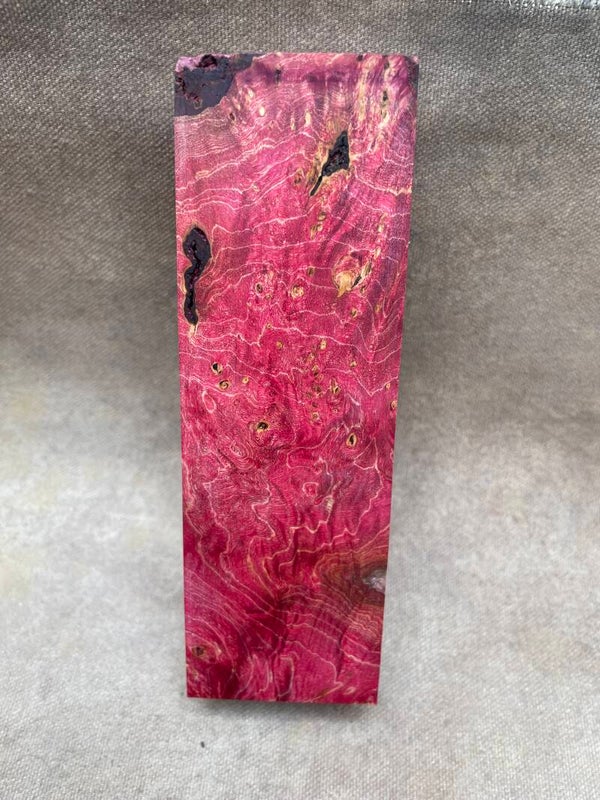 Stabilised Wood Maple Burr/Burl Spalted Blank Red Dyed