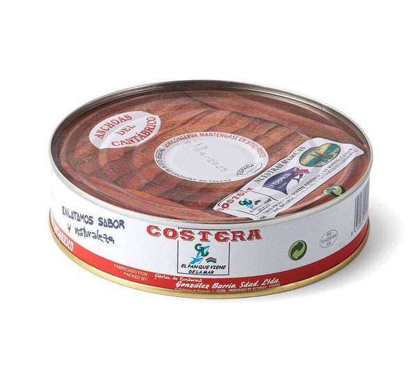 Cartone con 24 Latte da 520 GR cad. - FILETTI DI ACCIUGHE DEL MAR CANTABRICO IN OLIO DI OLIVA - Box with 24 Tins of 520 gr. each-ANCHOVIES FILETS from CANTABRIC SEA IN OLIVE OIL