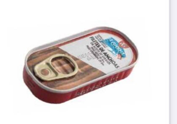 Cartone da 50 Pezzi - FILETTI DI ACCIUGHE DEL MAR CANTABRICO - Lattina da 50 GR. IN OLIO DI GIRASOLE - Box of 50 Tins - ANCHOVIES FILETS from CANTABRIC SEA - Tins of 50 gr. each in SUNFLOWER OIL