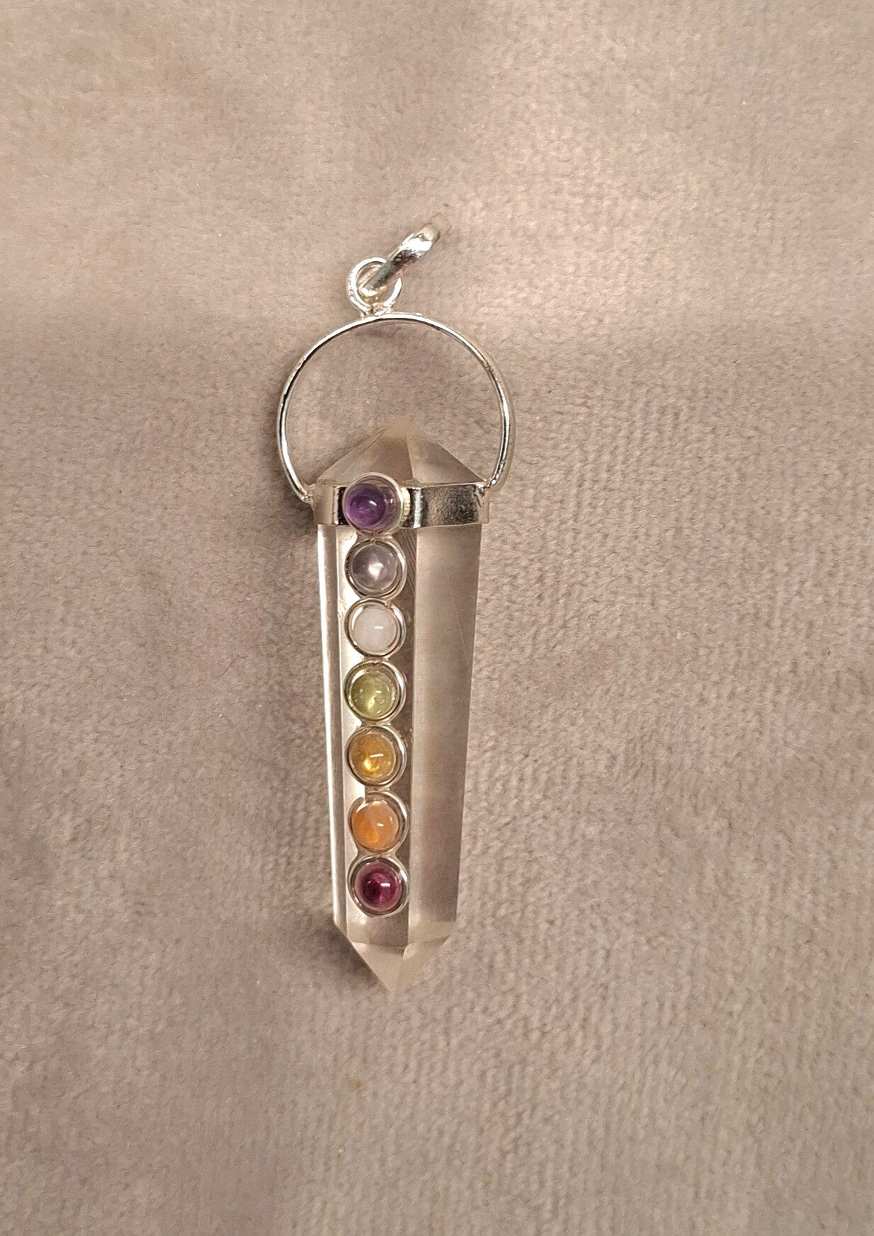 Bergkristal dubbelender hanger