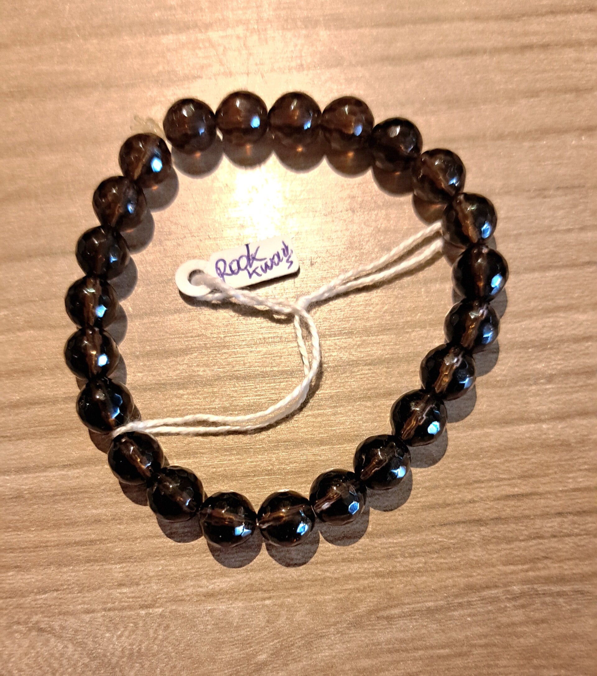 Rookkwarts armband bolletje met faccet