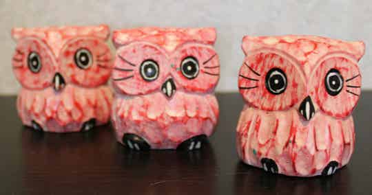 houten uilen rood-roze 027