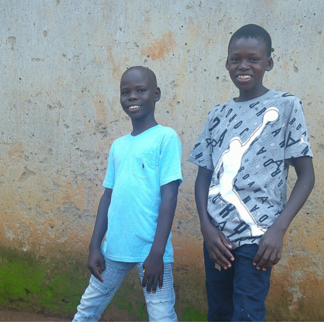 Children posing for photos after church