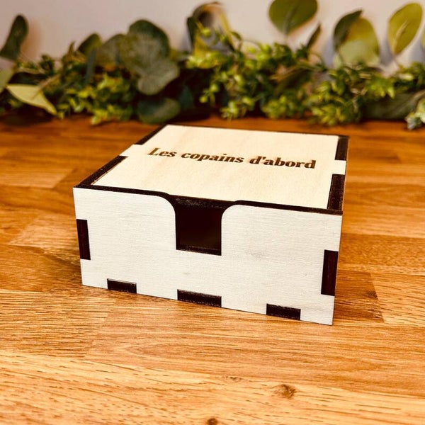Boîte de rangement pour dessous de verre en liège "Texte"