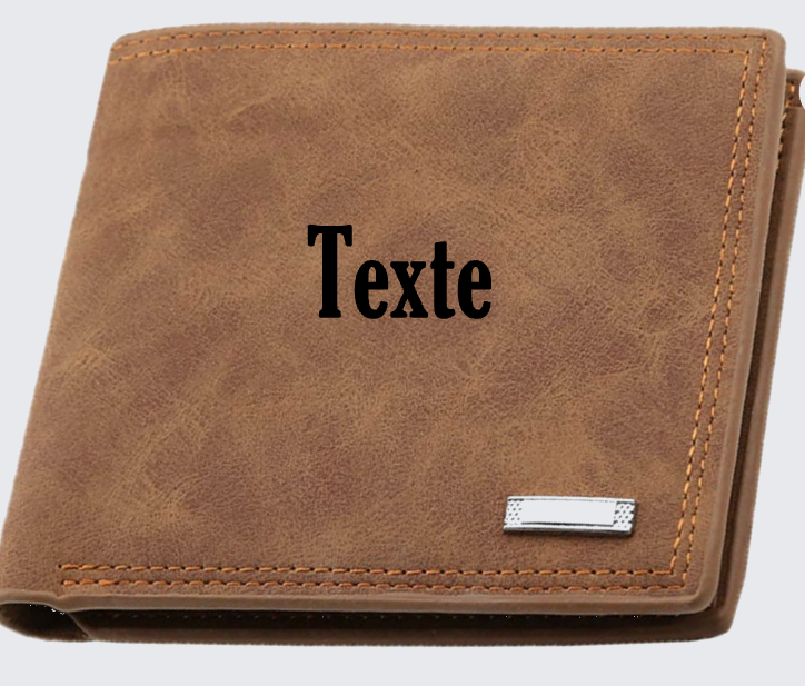 Portefeuille texte personnalisé