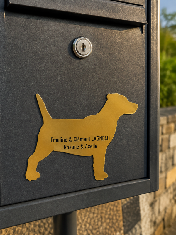 Plaque boîte aux lettres "Chien type Jack Russell"