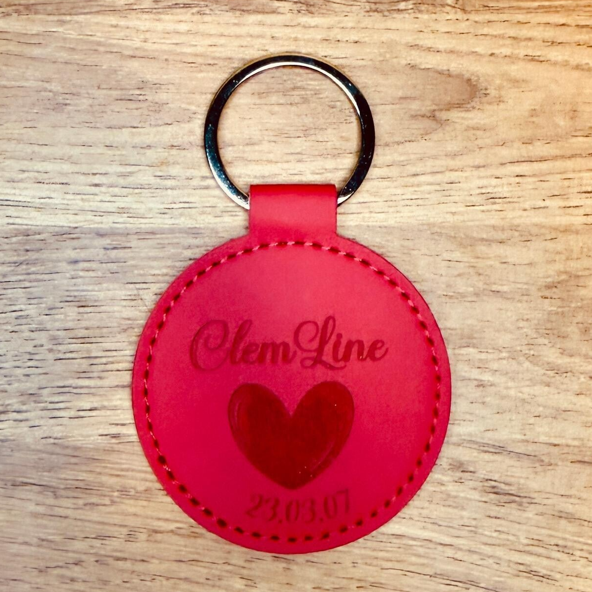 Porte clé simili cuir - image et texte