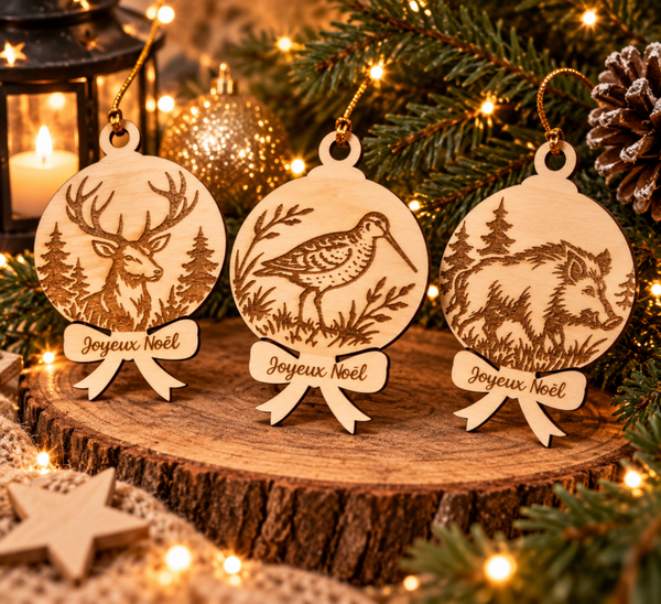 Boule de Noël Collection 2026 - Animaux chasse personnalisé