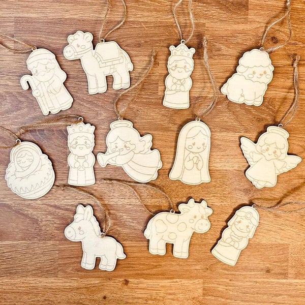 Décorations sujets de la crèche à colorier ou pas