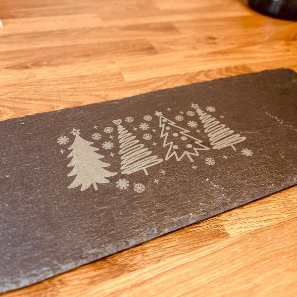 Planche ardoise de Noël - 4 sapins