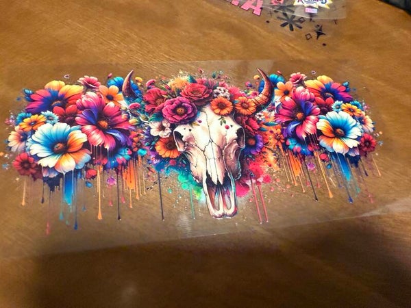 Cow Skul Flower Decal