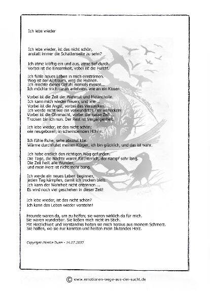 Ich lebe wieder ... mein Gedicht ...