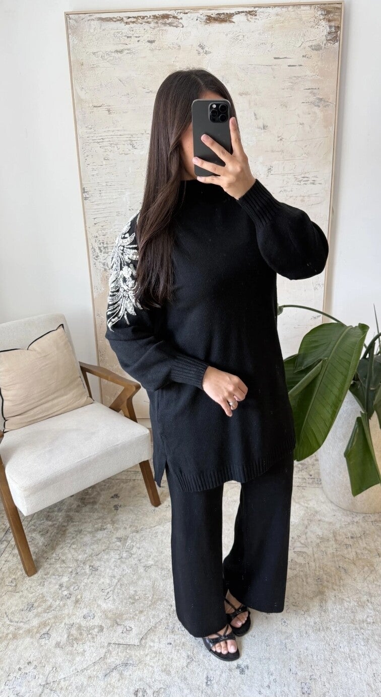 ENSEMBLE TRICOT DÉTAILS PERLES