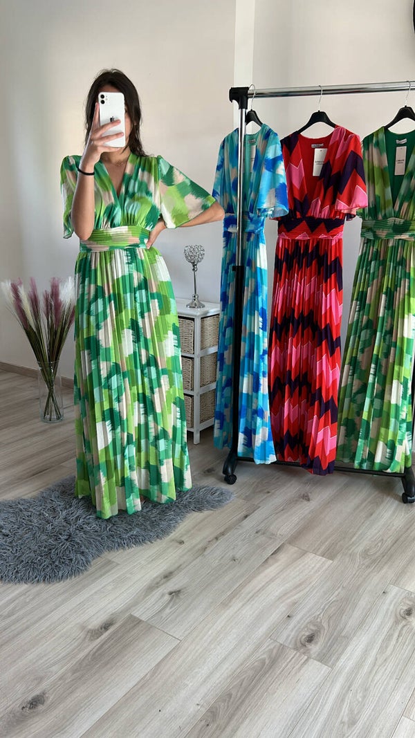 Robe imprimée plissée très chic tendance