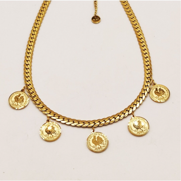 Collier tresse bouble pendentifs Louise et trèfle luxe