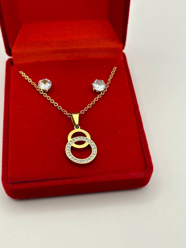 Coffret Collier avec boucle d'oreilles Cercles