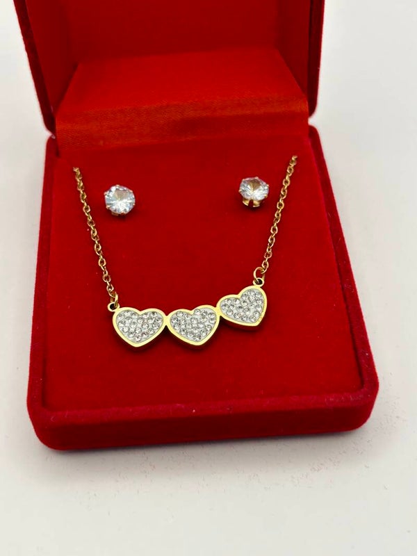 Coffret Collier avec boucle d'oreilles Multi Coeur