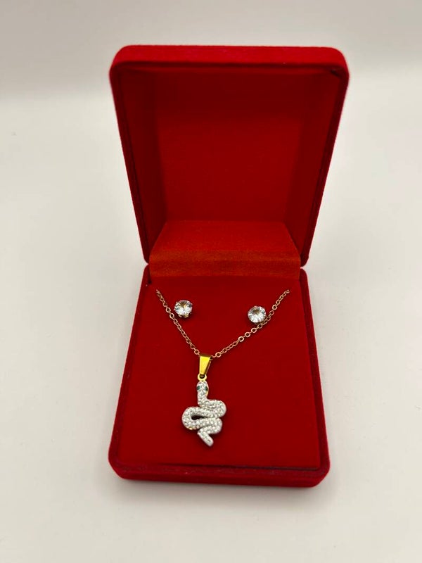 Coffret collier et boucles d'oreilles Serpent