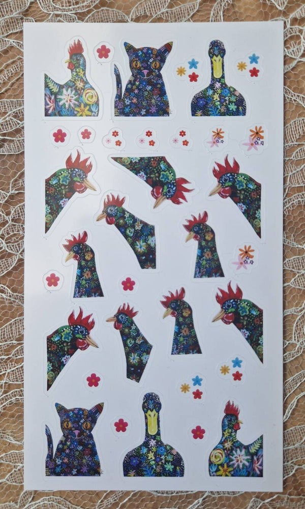 Bloemige dierenstickers