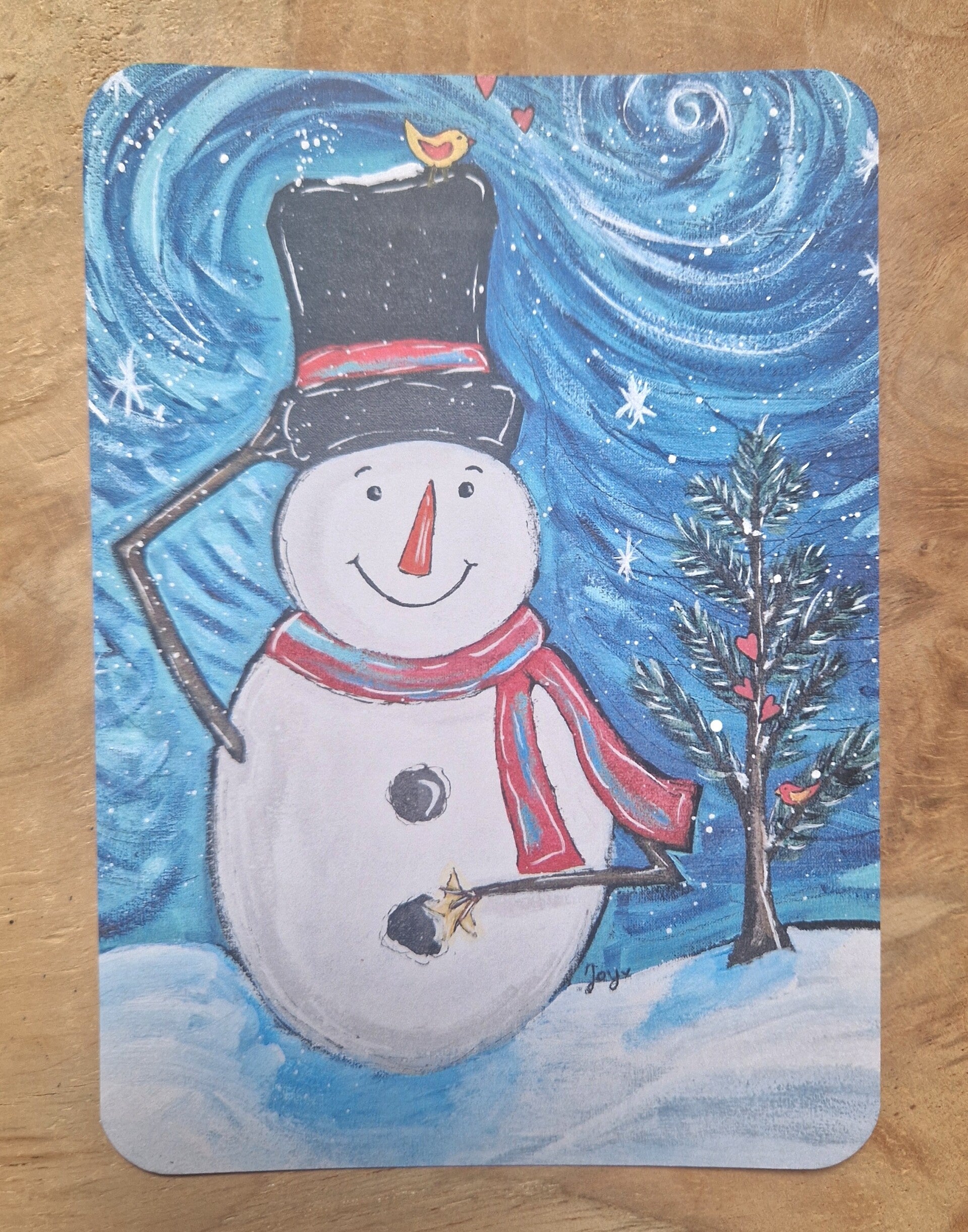 Vrolijke sneeuwpop - ronde hoeken