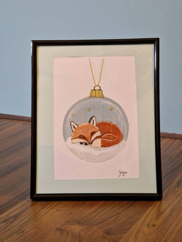 Vosje in kerstbal - origineel werk