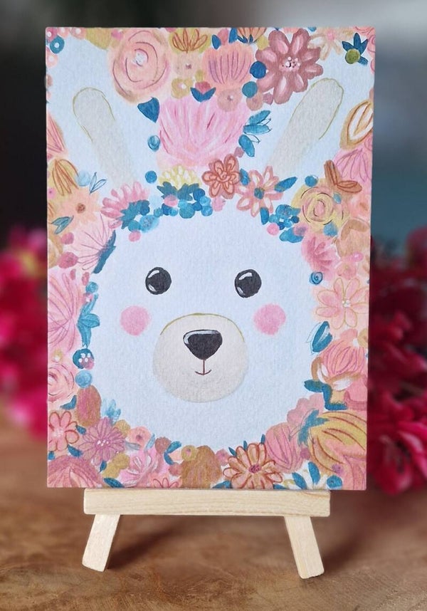Konijn met bloemetjes