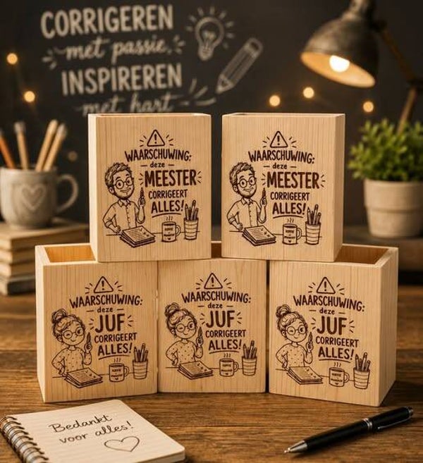 Pennenpot voor meester of juf