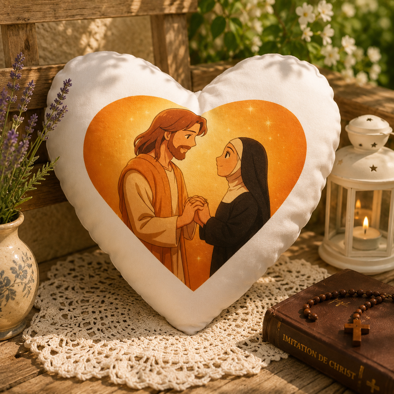 MonachIA - Cuscino a forma di cuore - "Mon Amour"