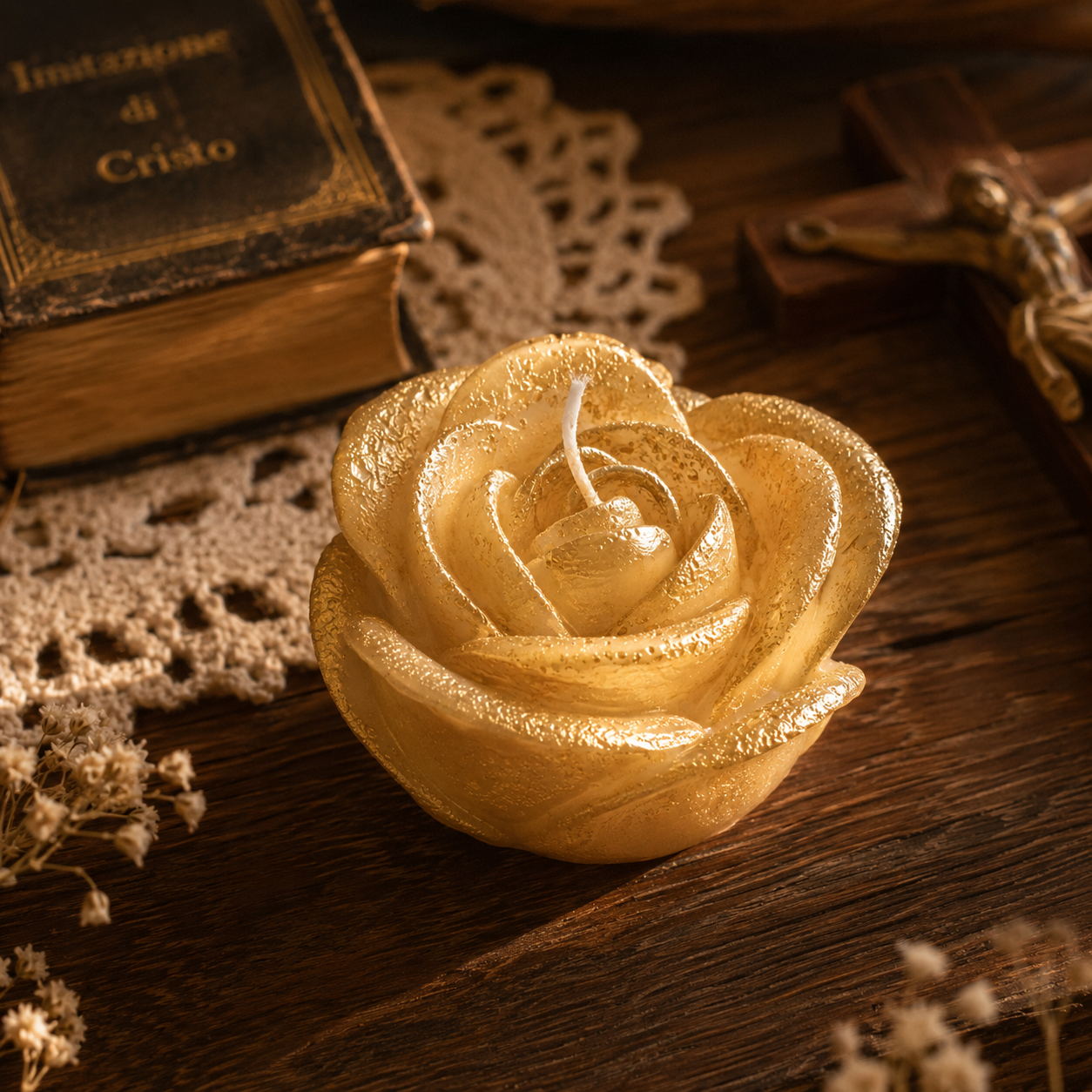 Candela artigianale - Rosa - Oro
