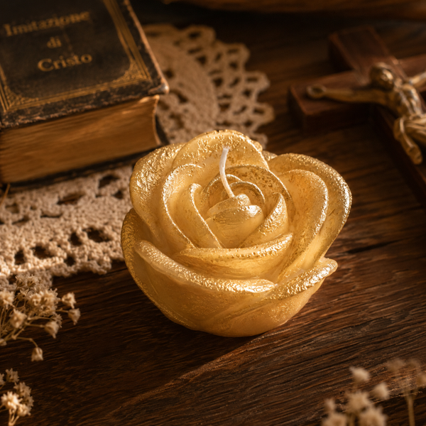 Candela artigianale - Rosa - Oro