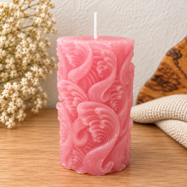 Candela artigianale - Decorata con Foglie