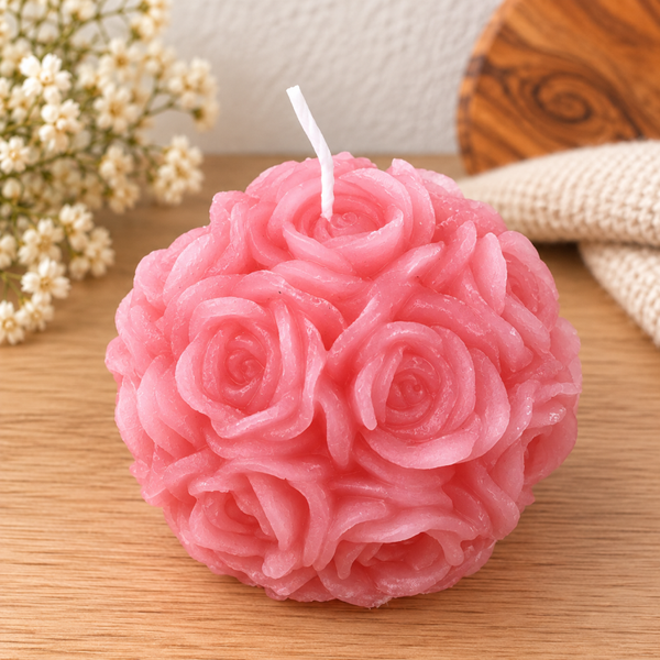 Candela artigianale - Sfera di Rose