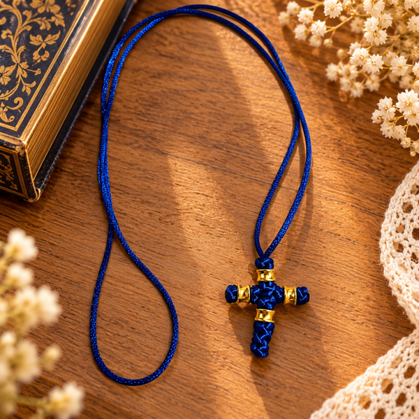 Croce komboskini indossabile - Blu