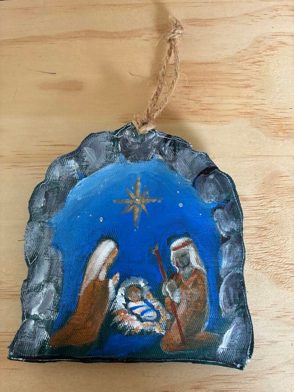 Addobbi natalizi dipinti a mano - grotta