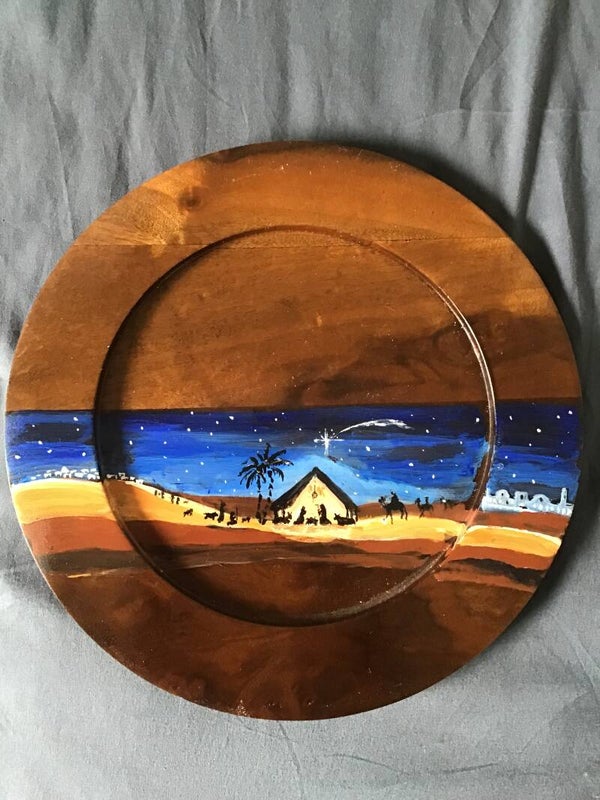 Piatto di legno dipinto - Natale (esemplare unico!)