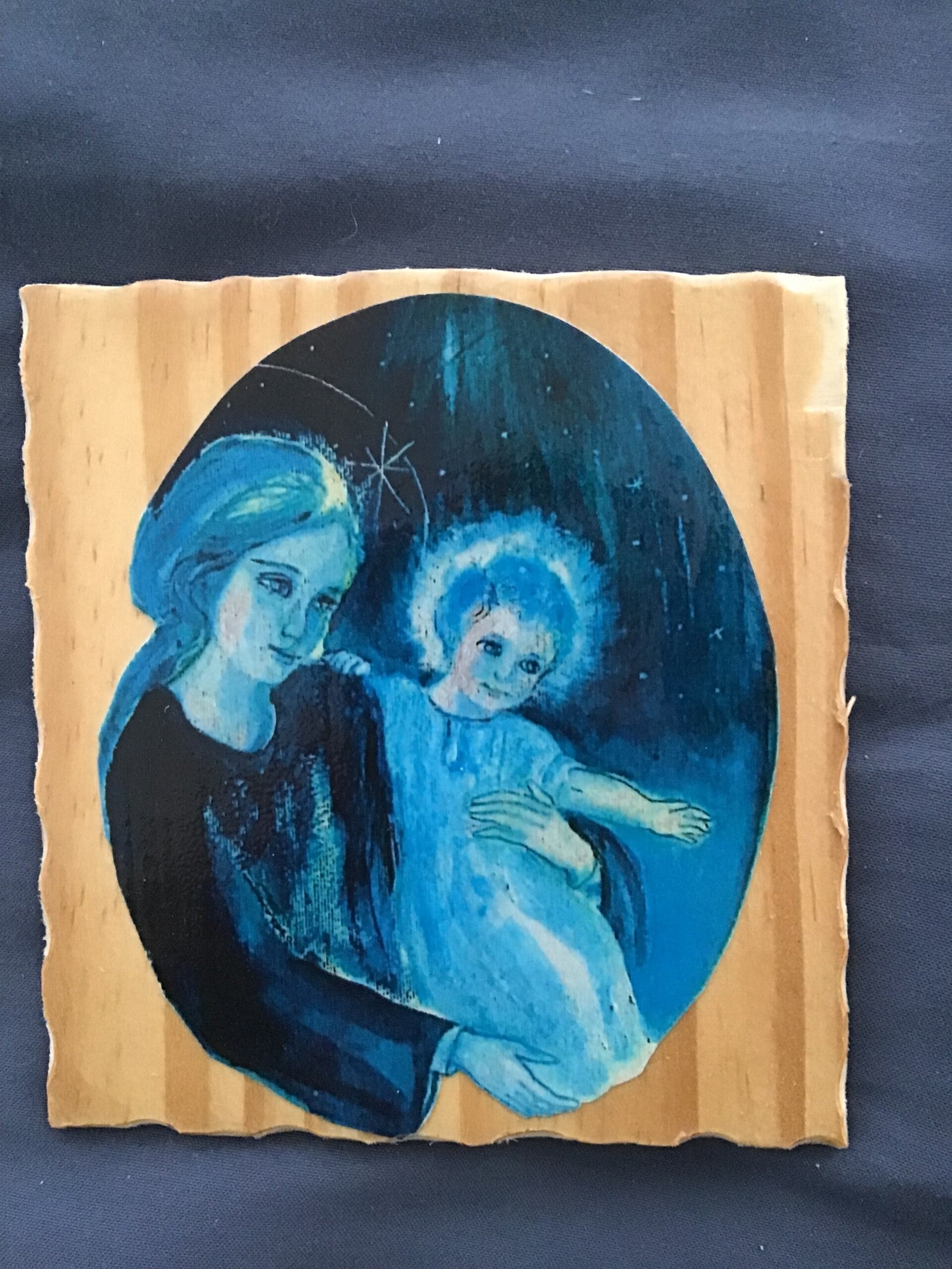 Quadretto Maria e Gesù Bambino (Blu)