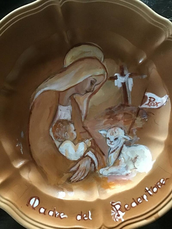 Piatto dipinto a mano - Madonna con l'Agnello