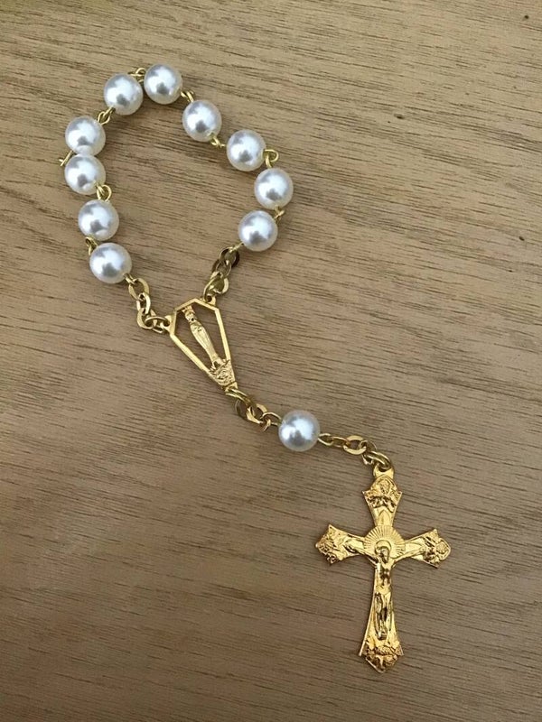 Rosario decina - perle/ dorato