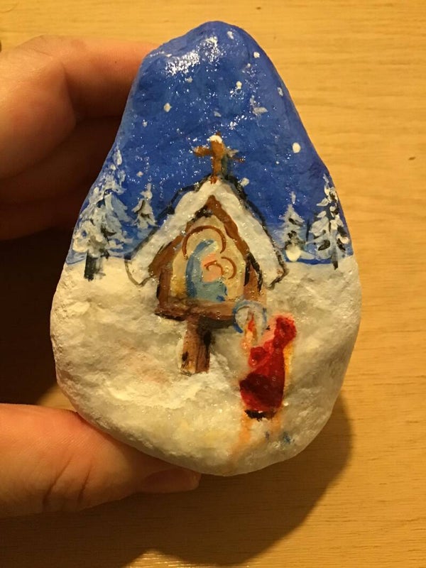 Sasso fermacarte - Buon Natale Gesù