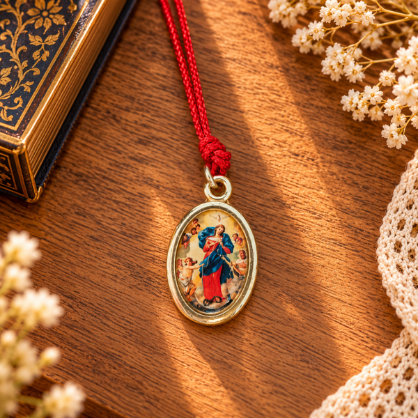 Medaglia  Madonna che scioglie i nodi con cordoncino